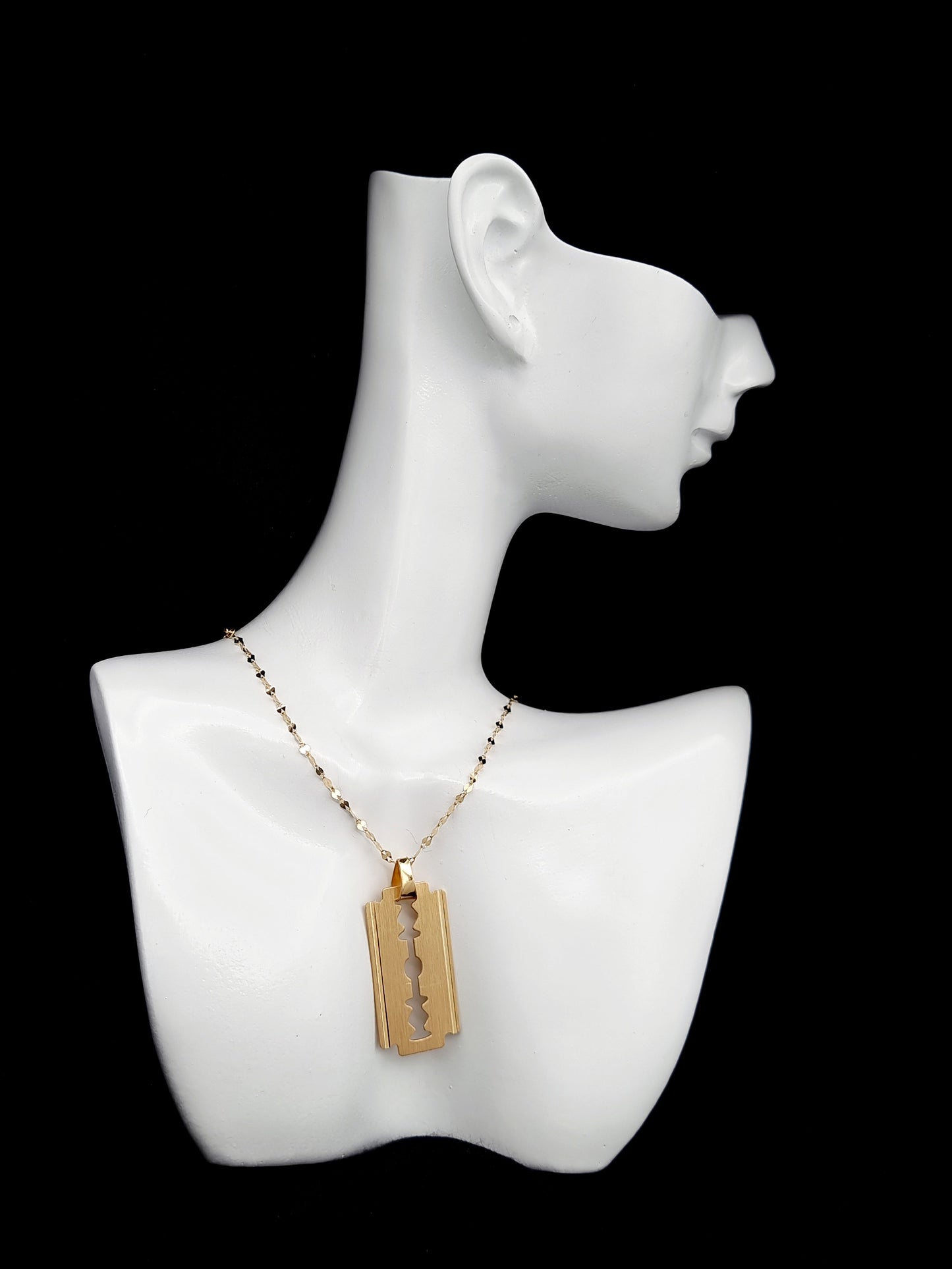 18K Pure Gold Blade Design Necklace