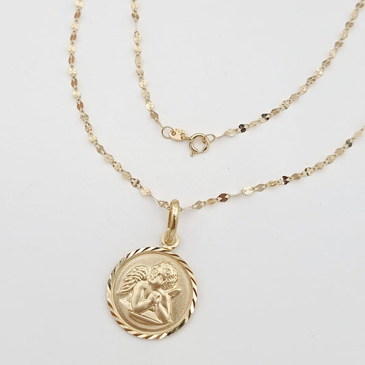 18K Pure Gold Round Religious Necklace