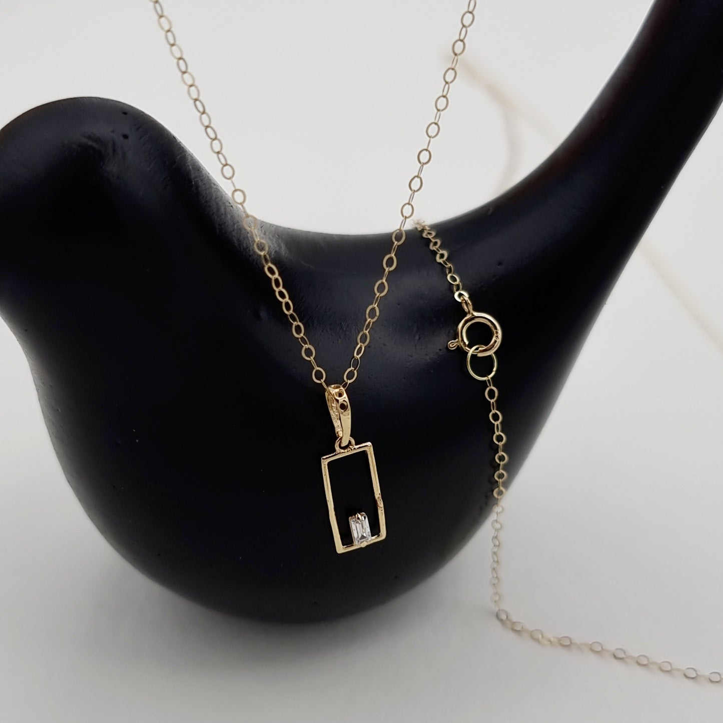 18K Pure Gold Square Stone Necklace