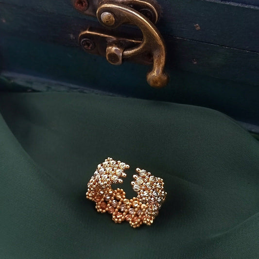 18K Pure Gold 3 Color Seed Ring