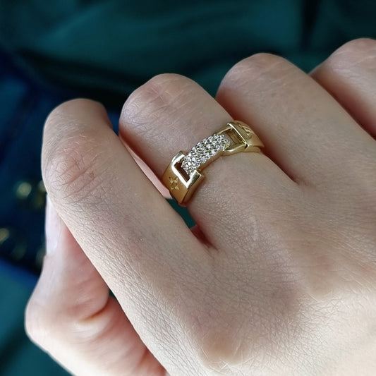 18K Pure Gold Elegant Stone Ring