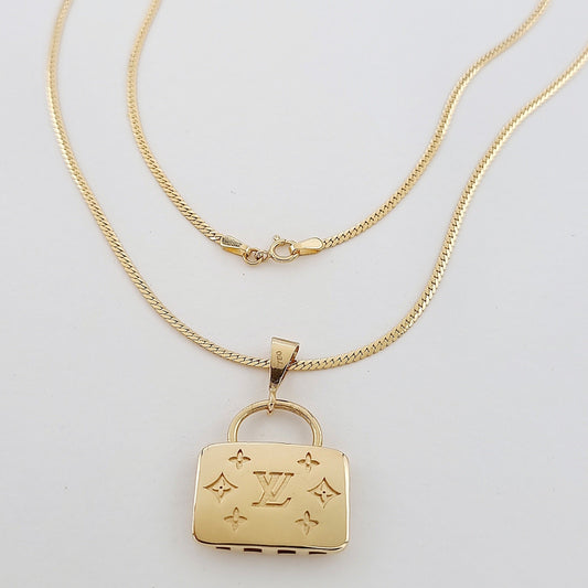 18K Pure Gold L.V Bag Necklace