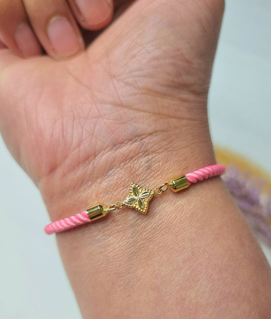 18K Pure Gold Flower Thread Bracelet