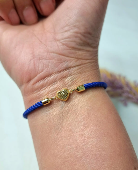 18K Pure Gold Heart Thread Bracelet