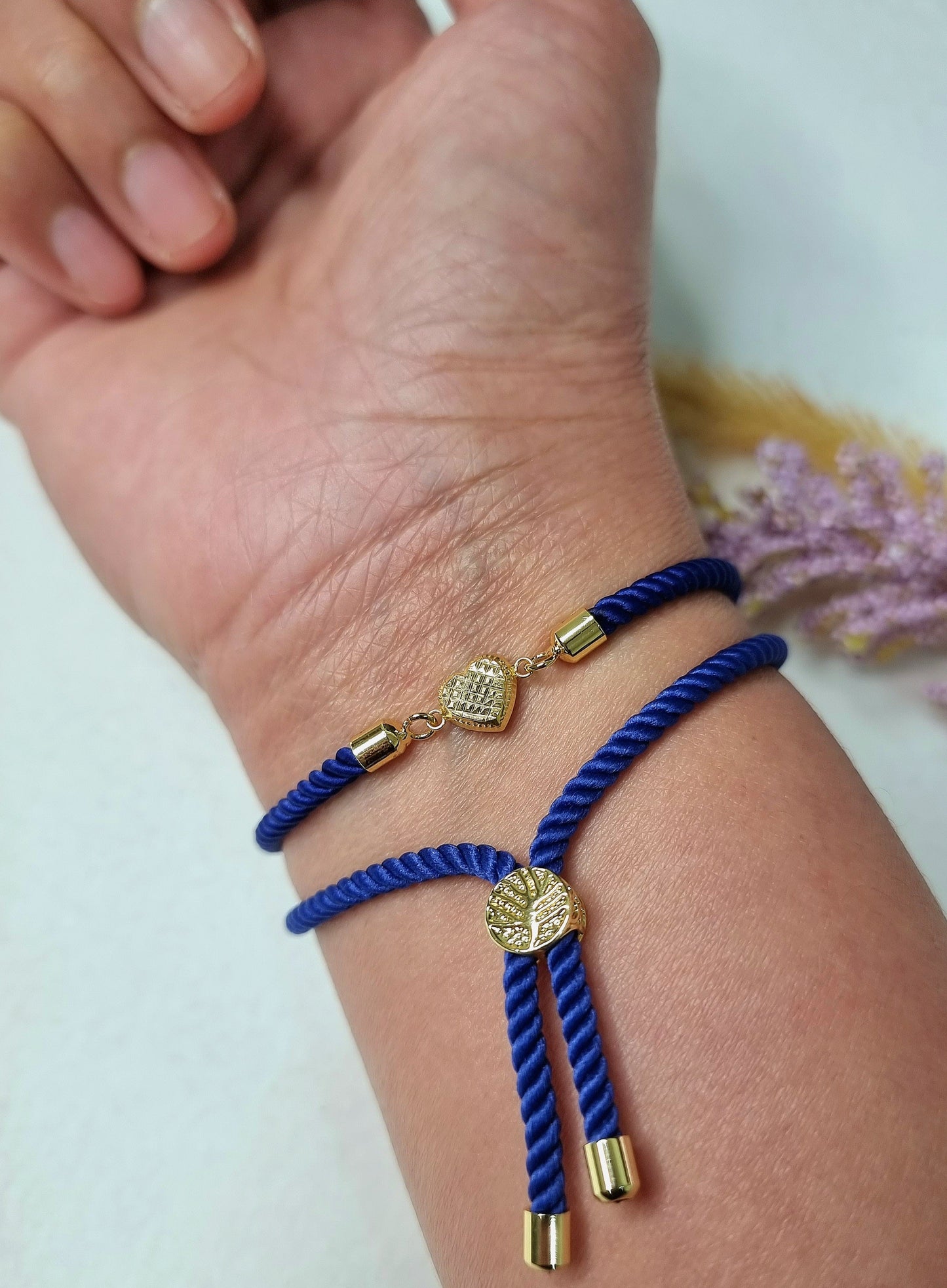 18K Pure Gold Heart Thread Bracelet