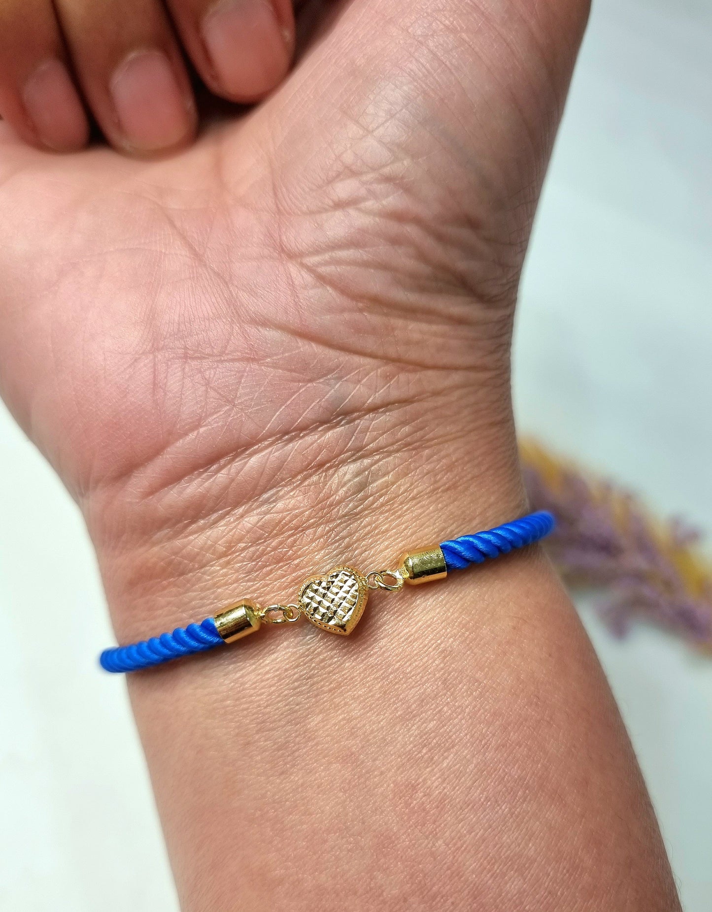 18K Pure Gold Heart Thread Bracelet