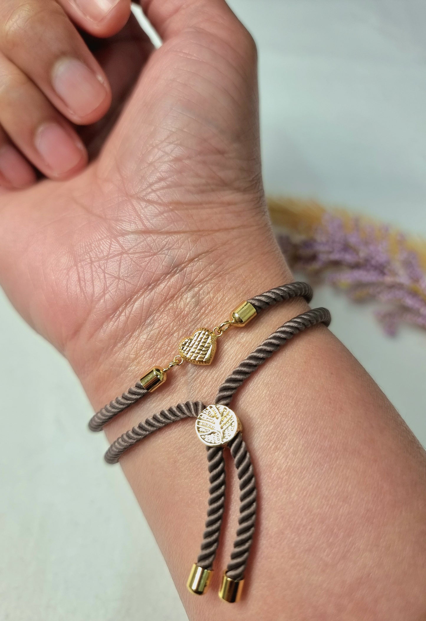 18K Pure Gold Heart Thread Bracelet