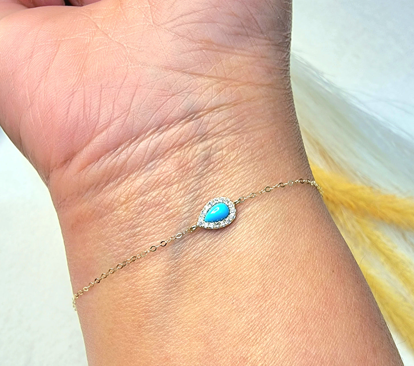 18K Pure Gold Fine Stone Bracelet