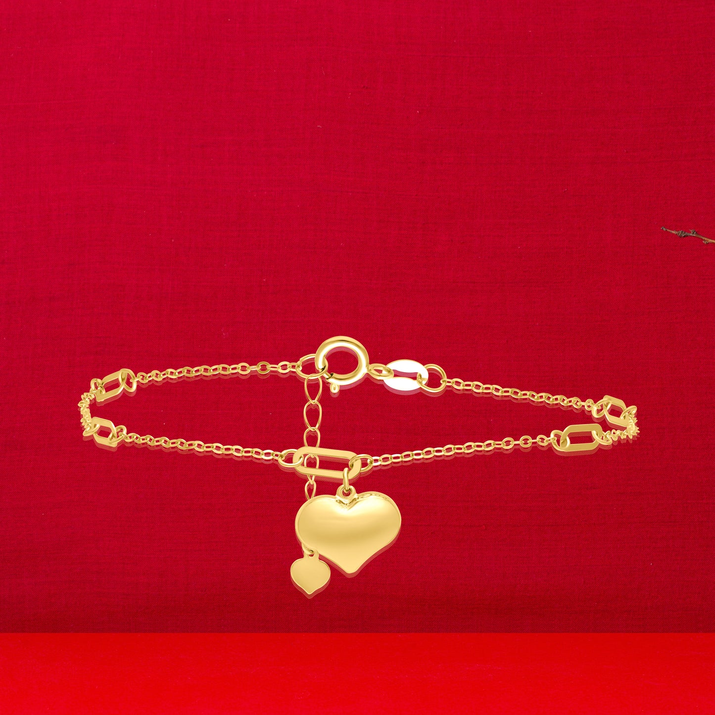 18K Pure Gold Heart Bracelet