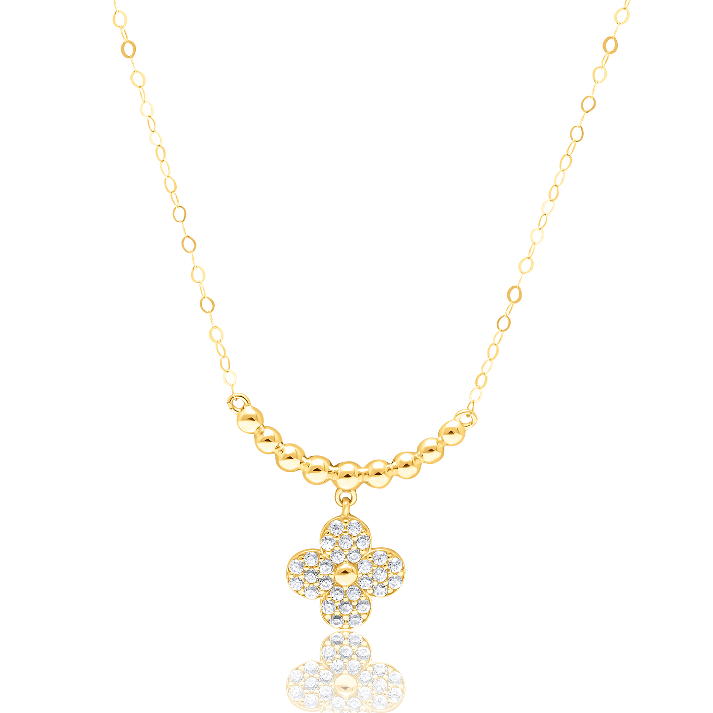 18K Pure Gold Seed Flower Stone Necklace
