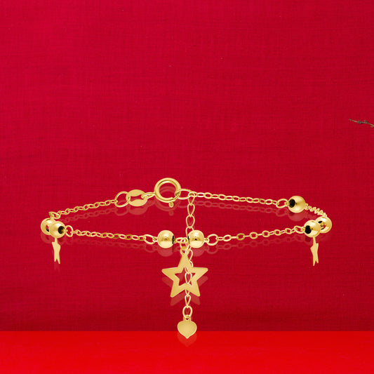18K Pure Gold Star Seed Bracelet