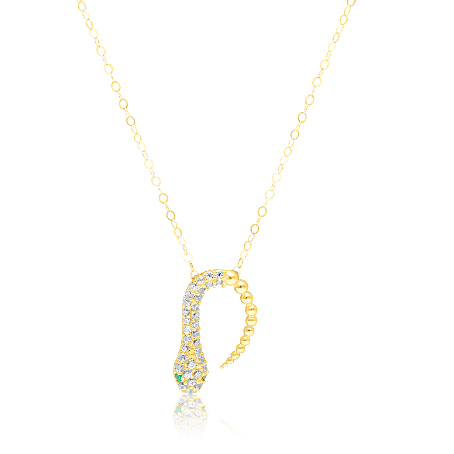 18K Pure Gold Snake Stone Necklace