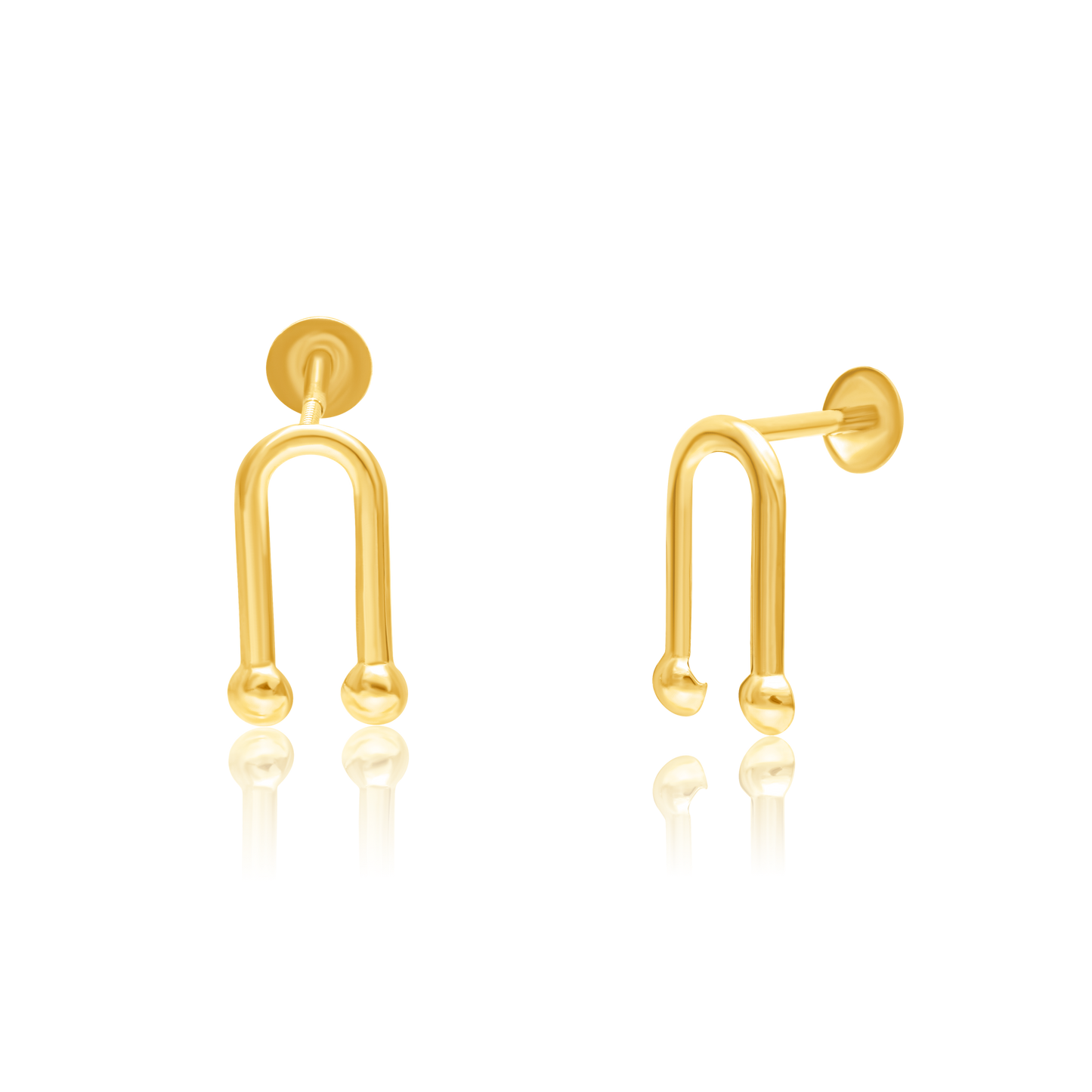 18K Pure Gold Screw Earring Set