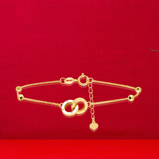 18K Pure Gold 2 Round Locked Seed Bracelet