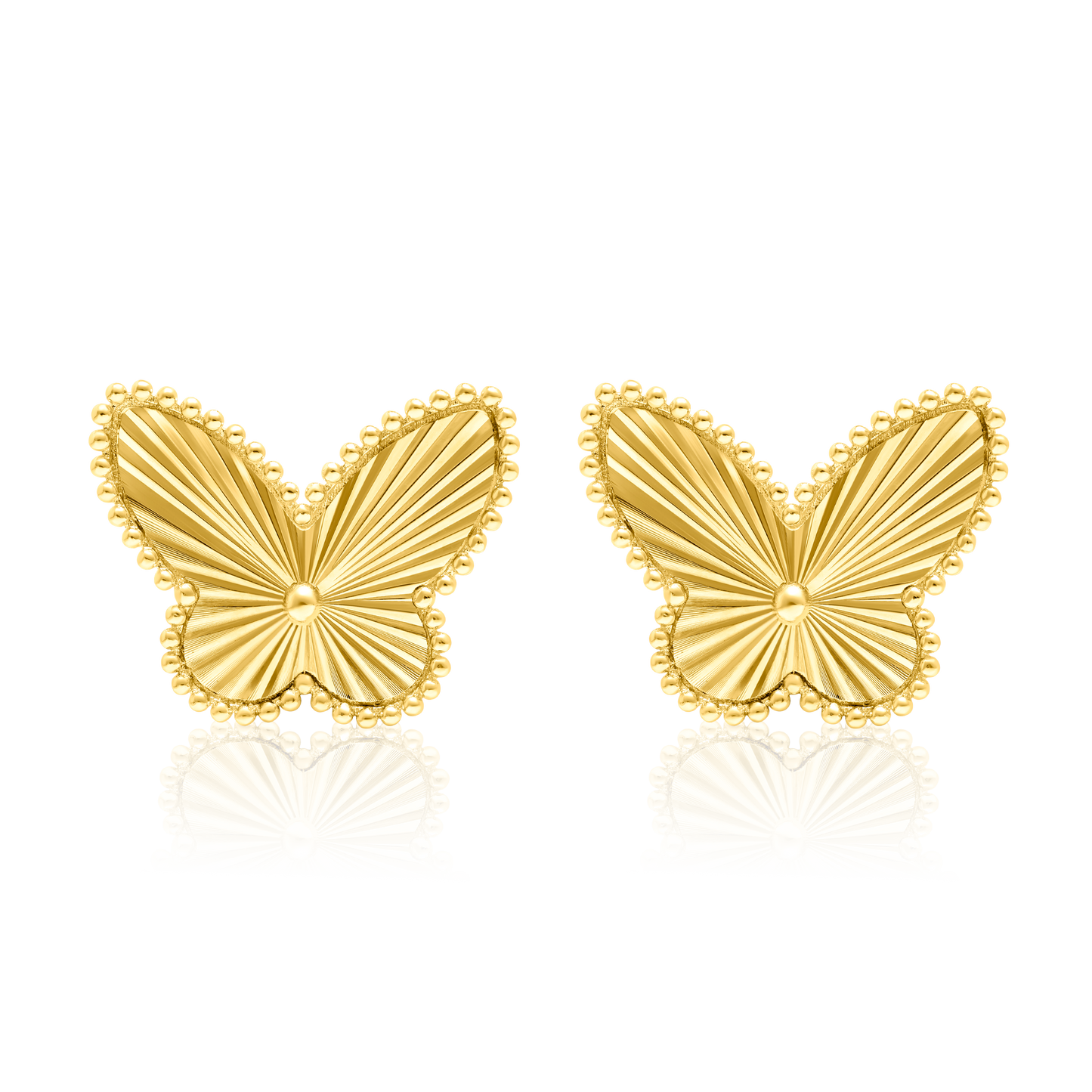 18K Pure Gold Butterfly Earring Set