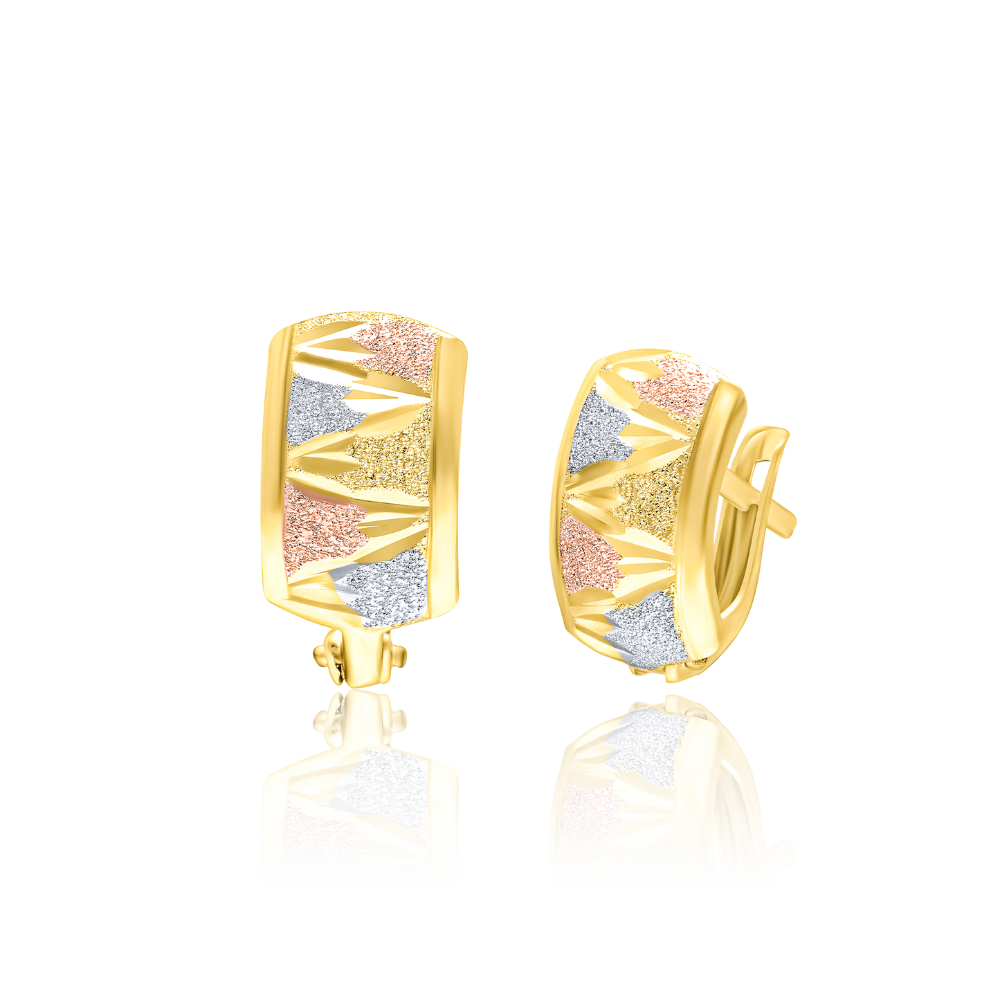 18K Pure Gold Curved Clip Earring Set