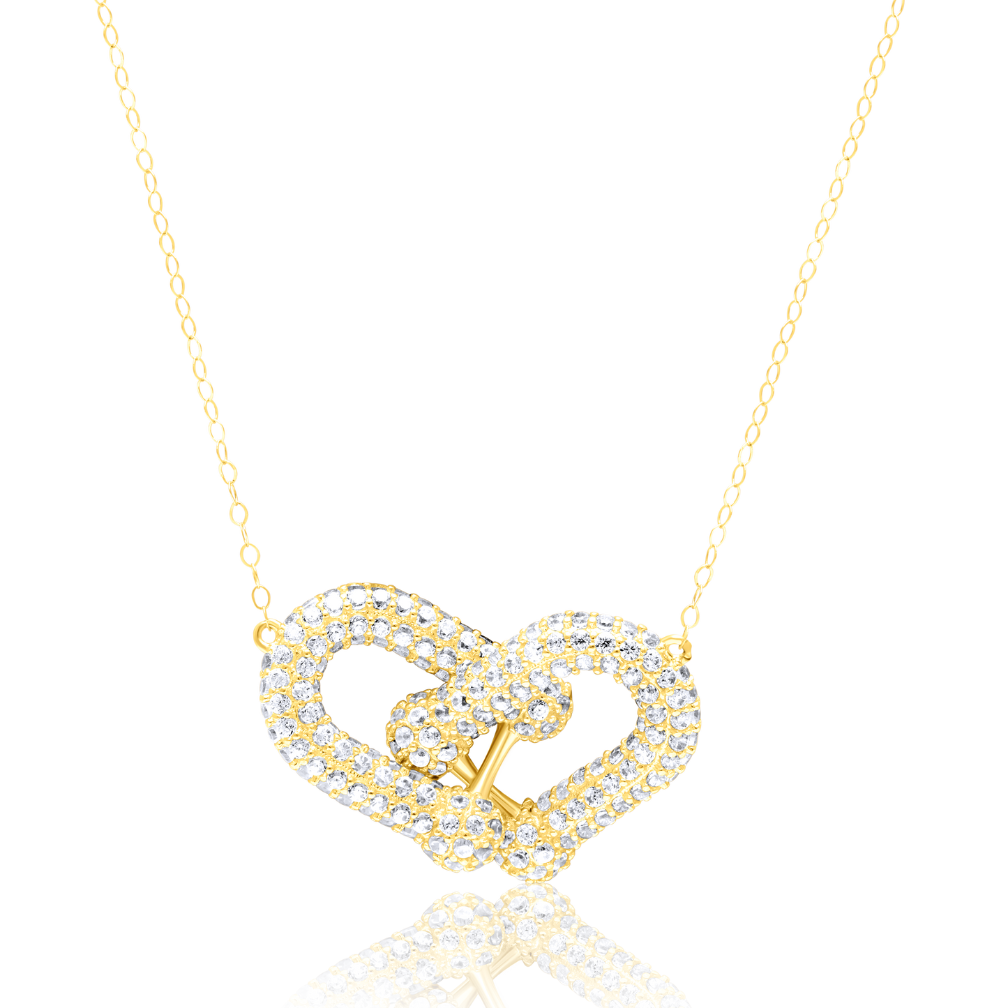 18K Pure Gold U-Linked Stone Necklace