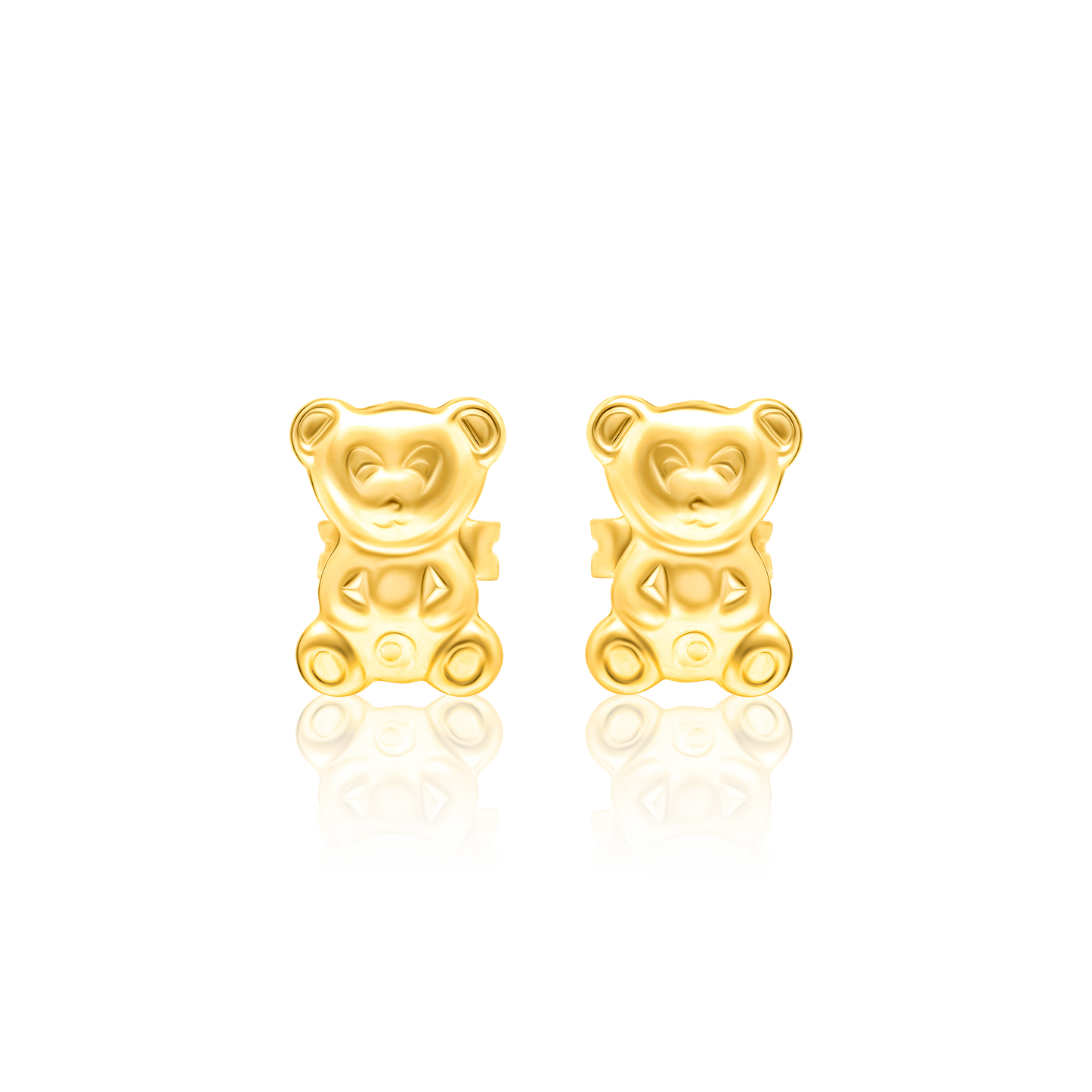 18K Pure Gold Teddy Bear Earring Set
