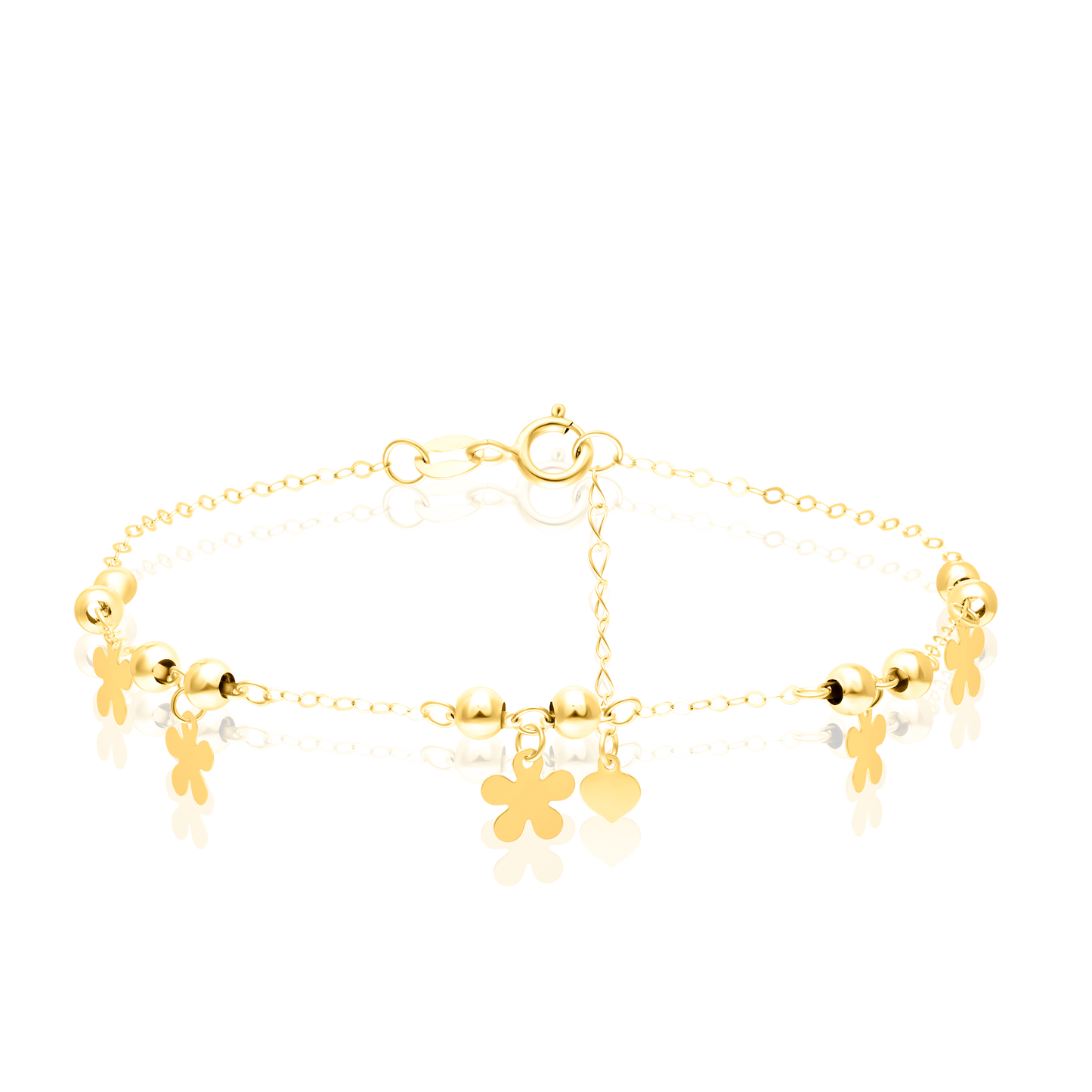18K Pure Gold Hanging Flower Bracelet