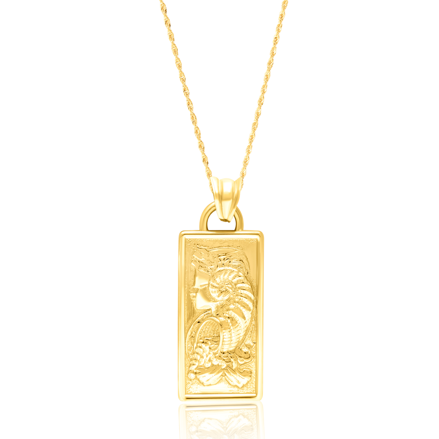 18K Pure Gold Square Frame Necklace