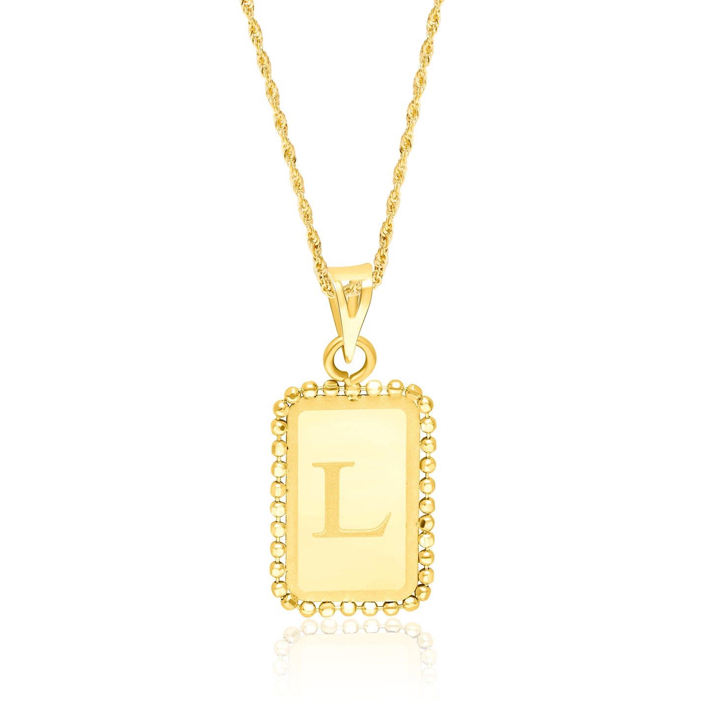18K Pure Gold Letter L Seed Necklace