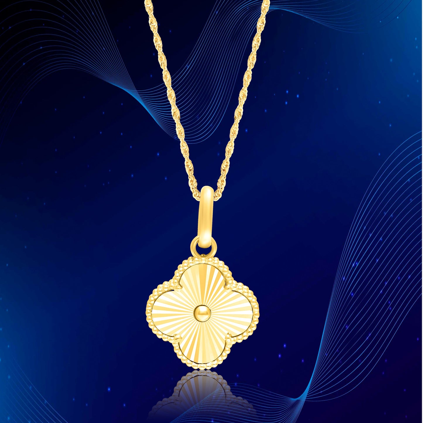 18K Pure Gold Flower Necklace