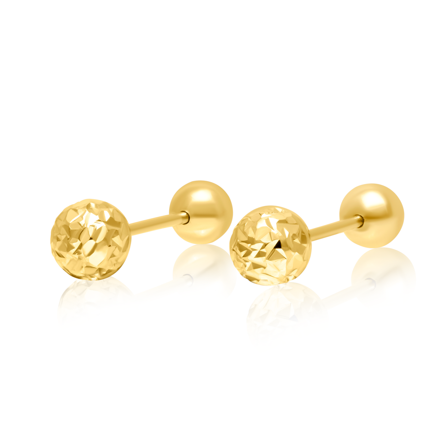 18K Pure Gold Glittering Ball Earring Set