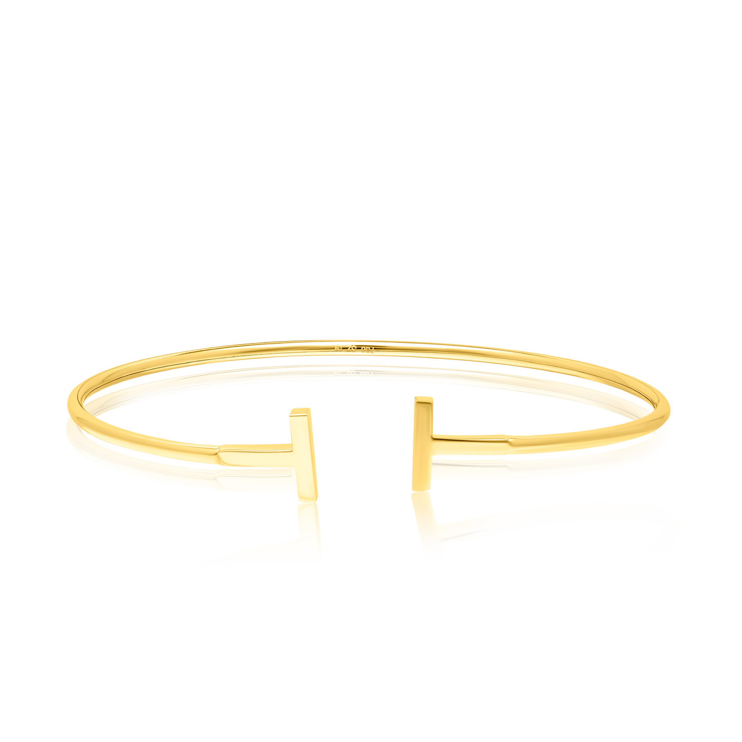 18K Pure Gold Adjustable T Bangle