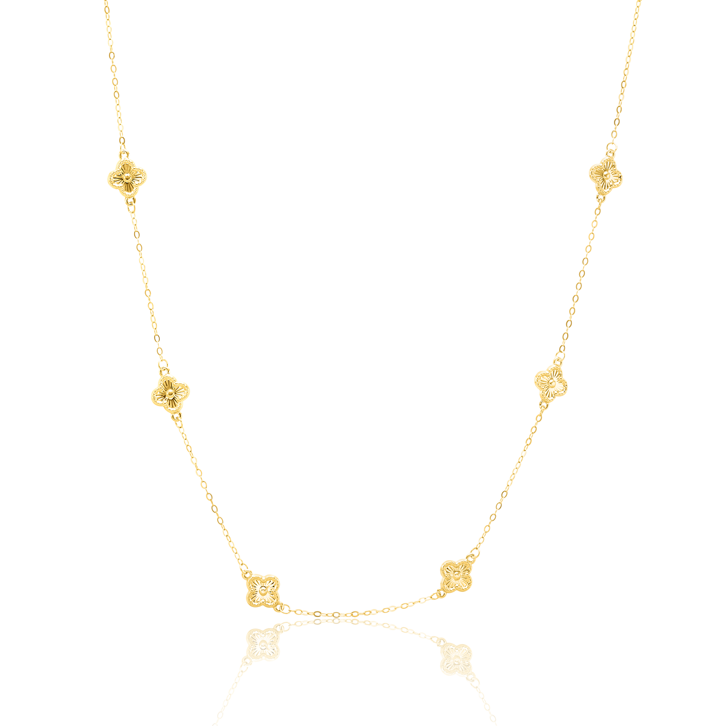 18K Pure Gold Flower Necklace