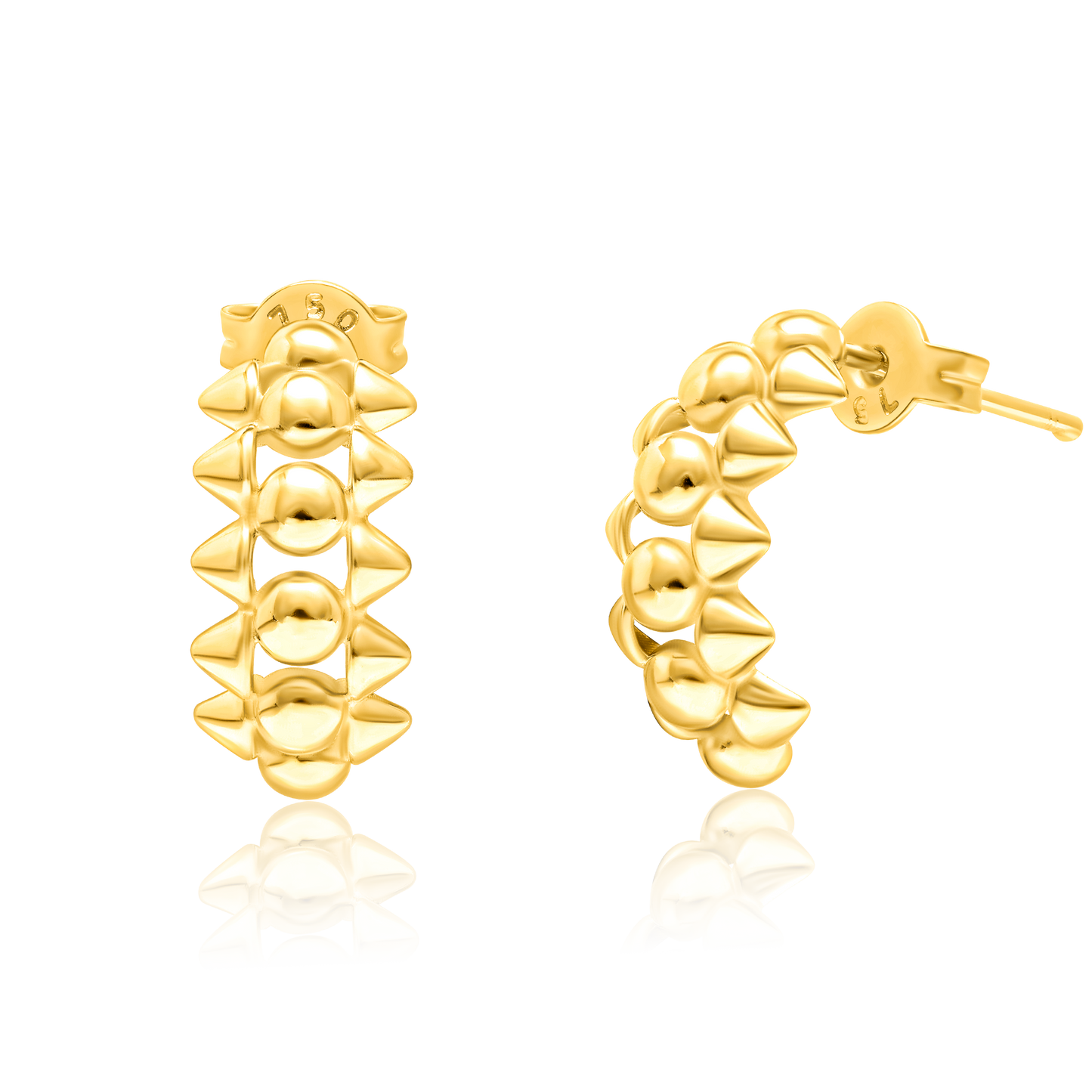 18K Pure Gold Half Curved Earring Set