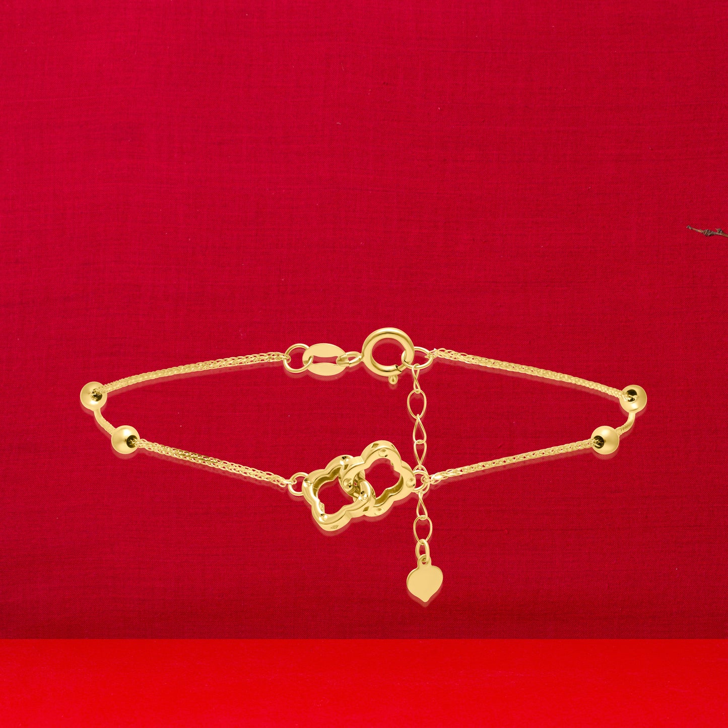 18K Pure Gold 2 Flower Locked Seed Bracelet