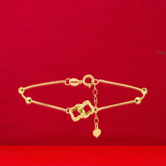 18K Pure Gold 2 Flower Locked Seed Bracelet