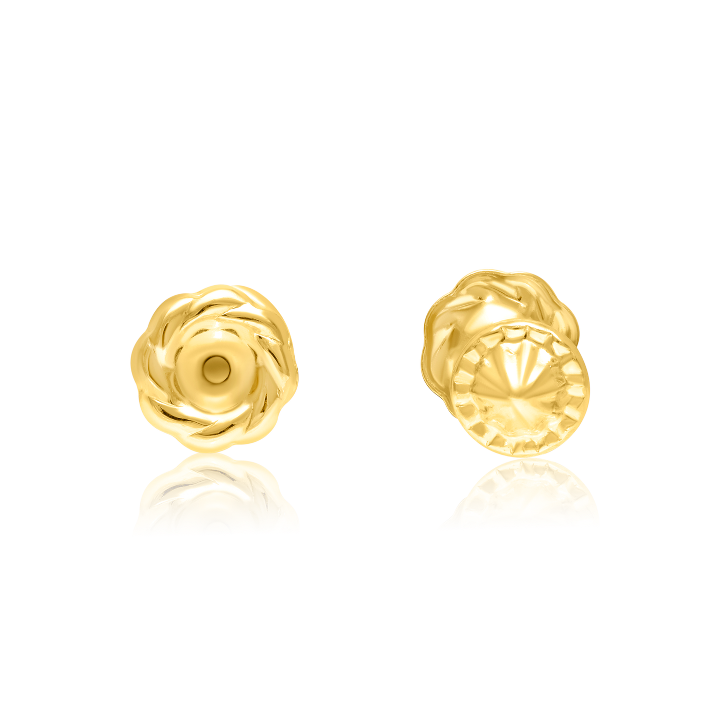 18K Pure Gold Flower Screw Earring Set