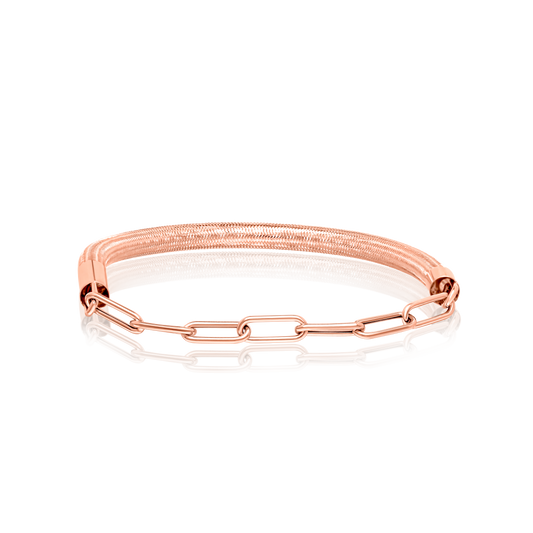 18K Pure Gold 3 Color Elastic Bangle Set