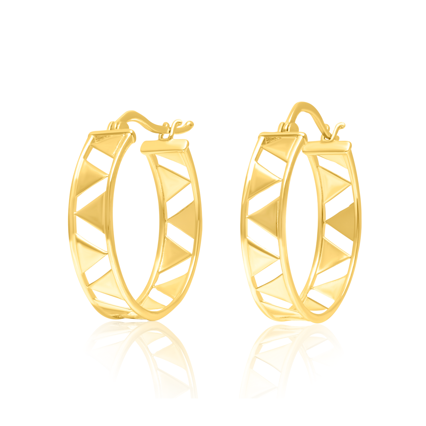 18K Pure Gold Round Earring Set