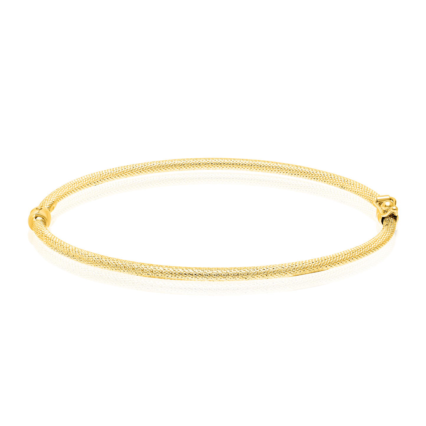 18K Pure Gold Textured Hinged Elastic Bangle