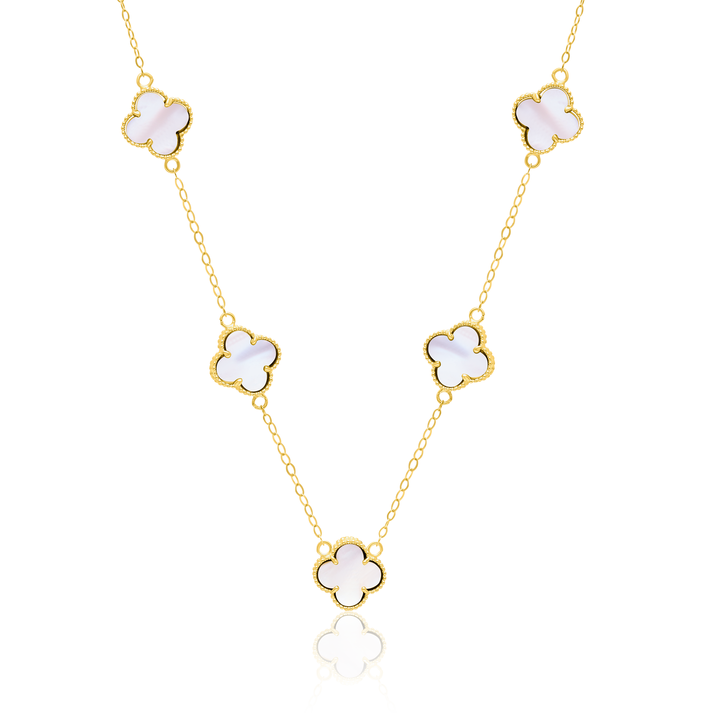 18K Pure Gold V.C White Necklace