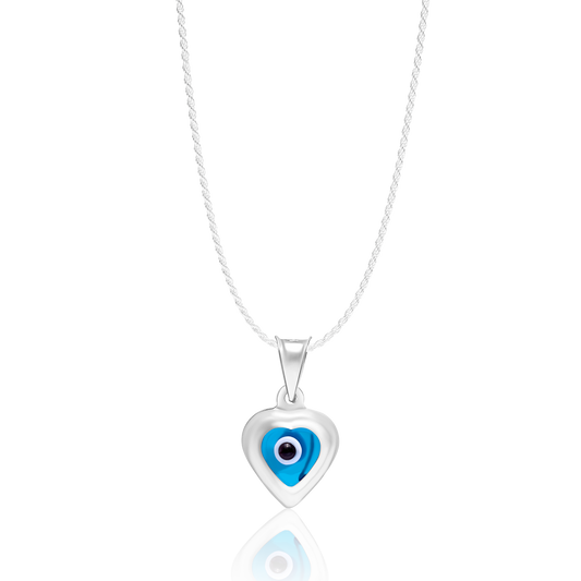 Real 925 Sterling Evil Eye Silver Heart Necklace
