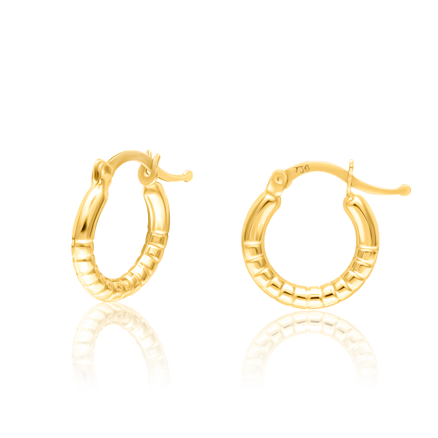 18K Pure Gold Round Earring Set