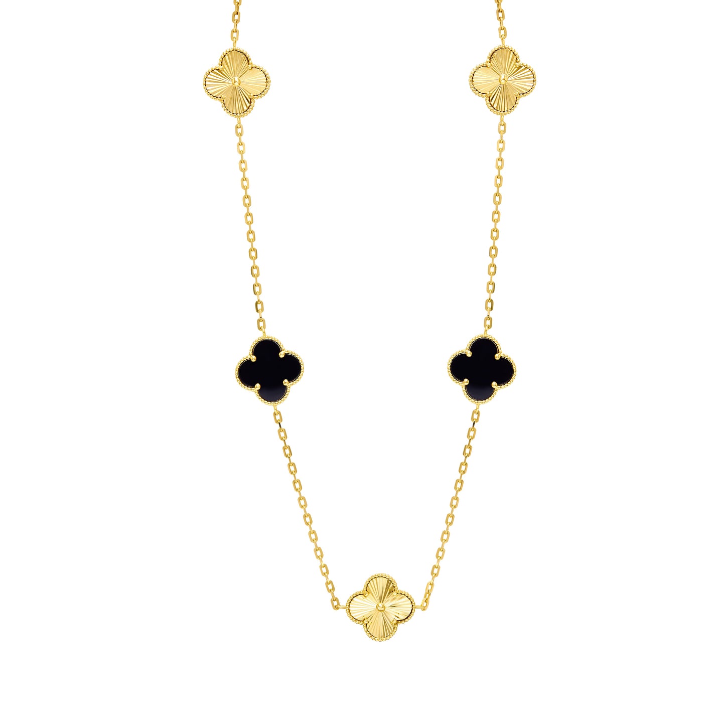 18K Pure Gold V.C Black Flower Necklace