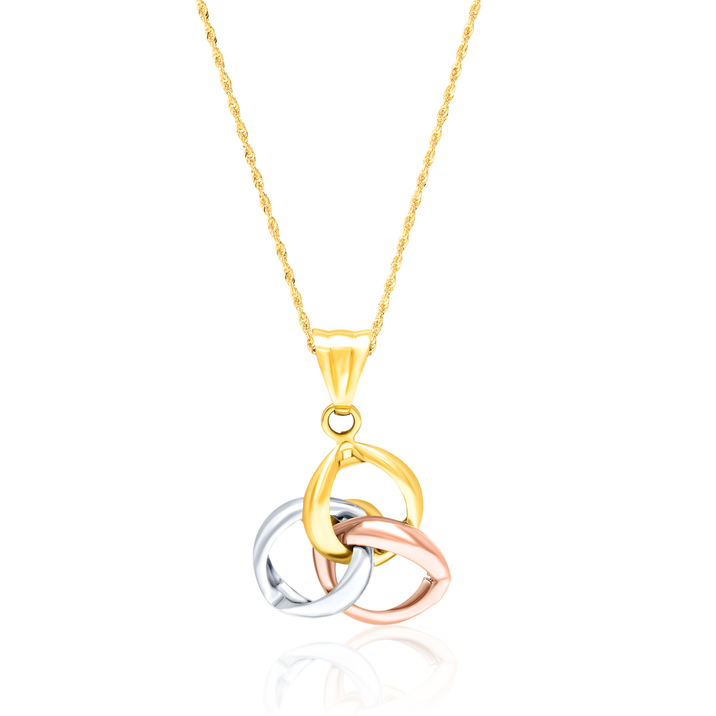 18K Pure Gold 3 Color Flower Jewelry Set