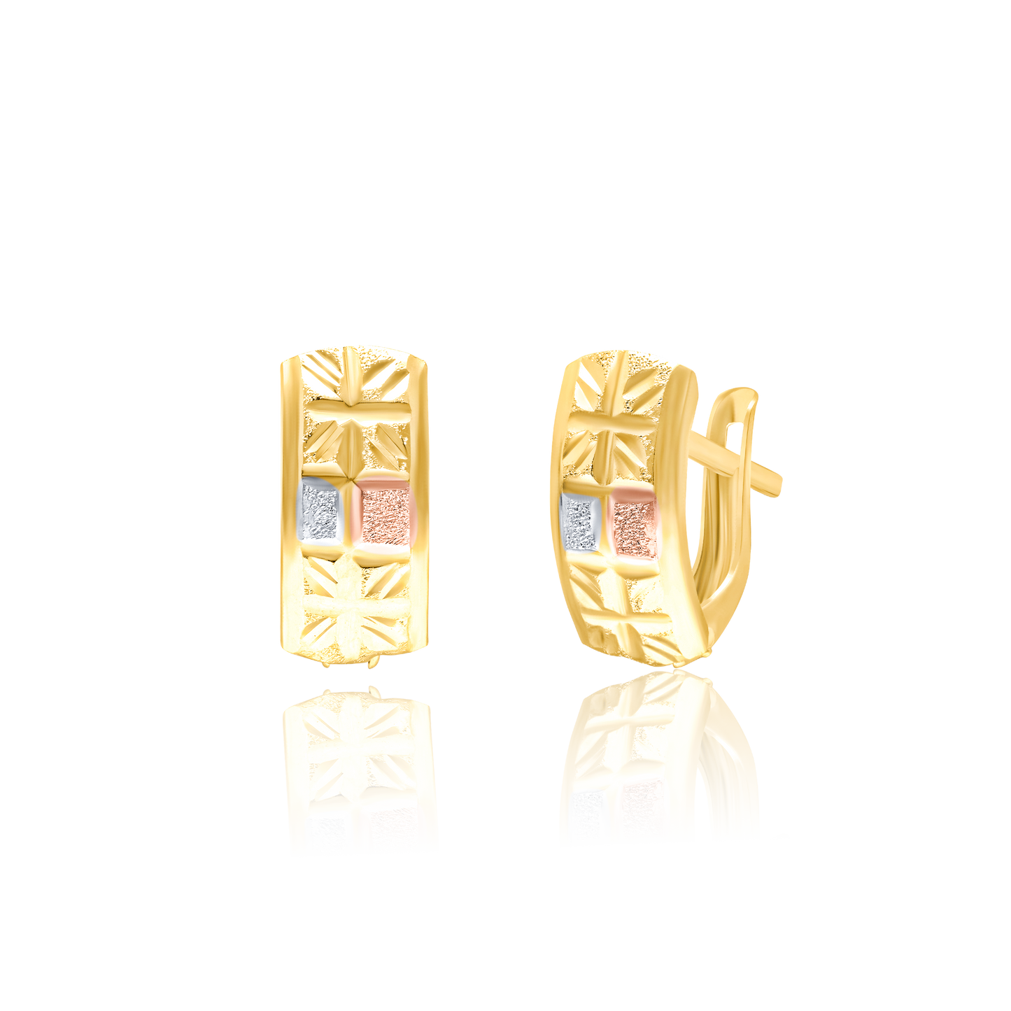 18K Pure Gold Curved Clip Earring Set