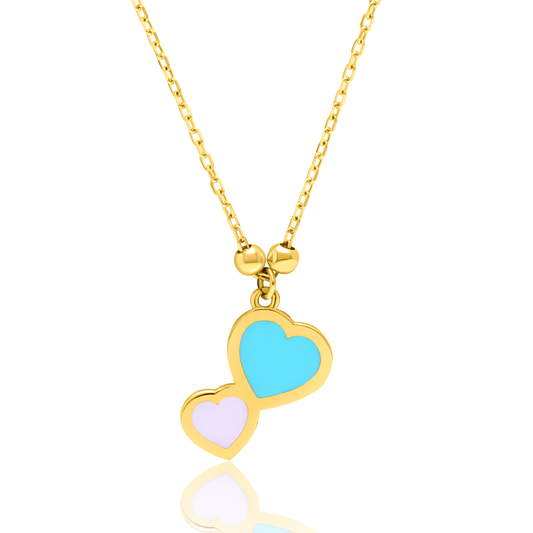 21K Pure Gold Skyblue Hearts Jewelry Set