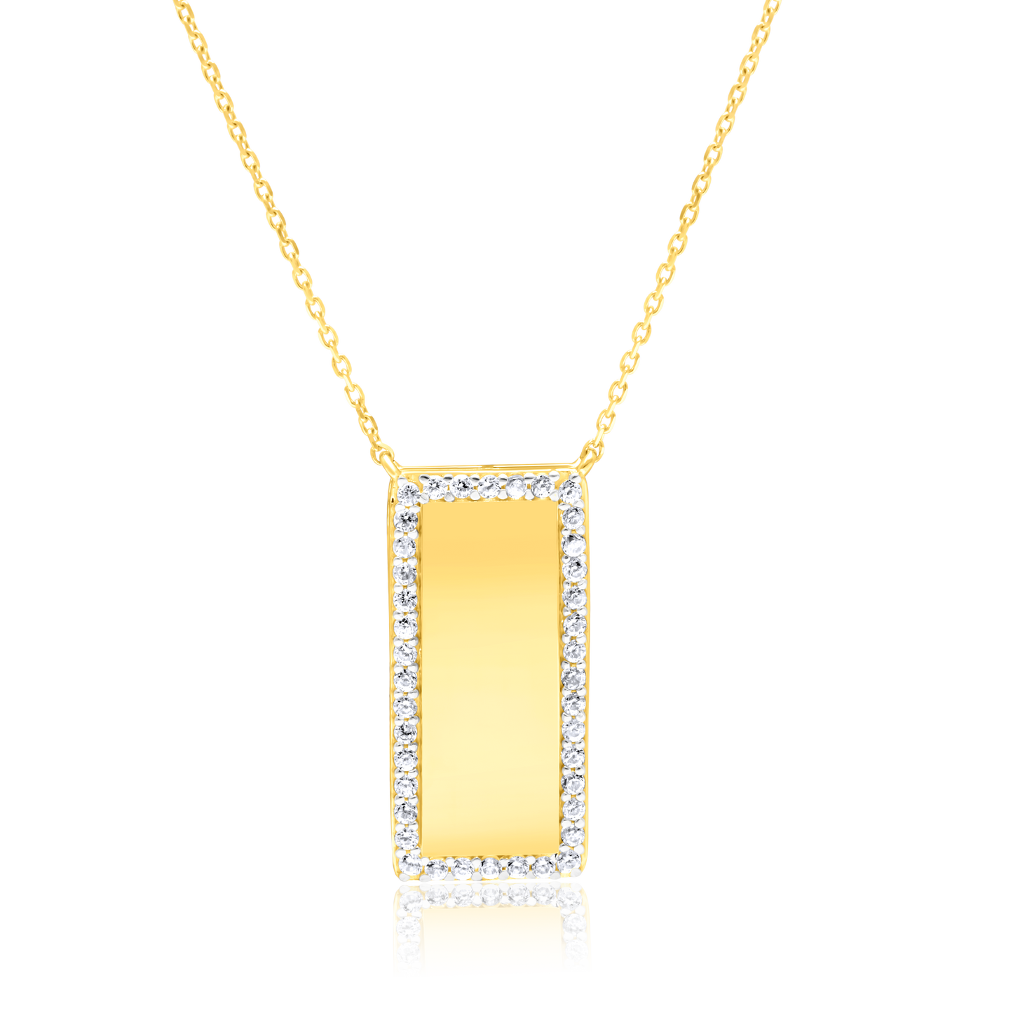 18K Pure Gold Square Stone Necklace