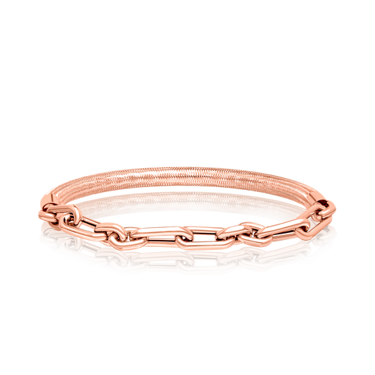 18K Pure Gold 3 Color Elastic Bangle Set