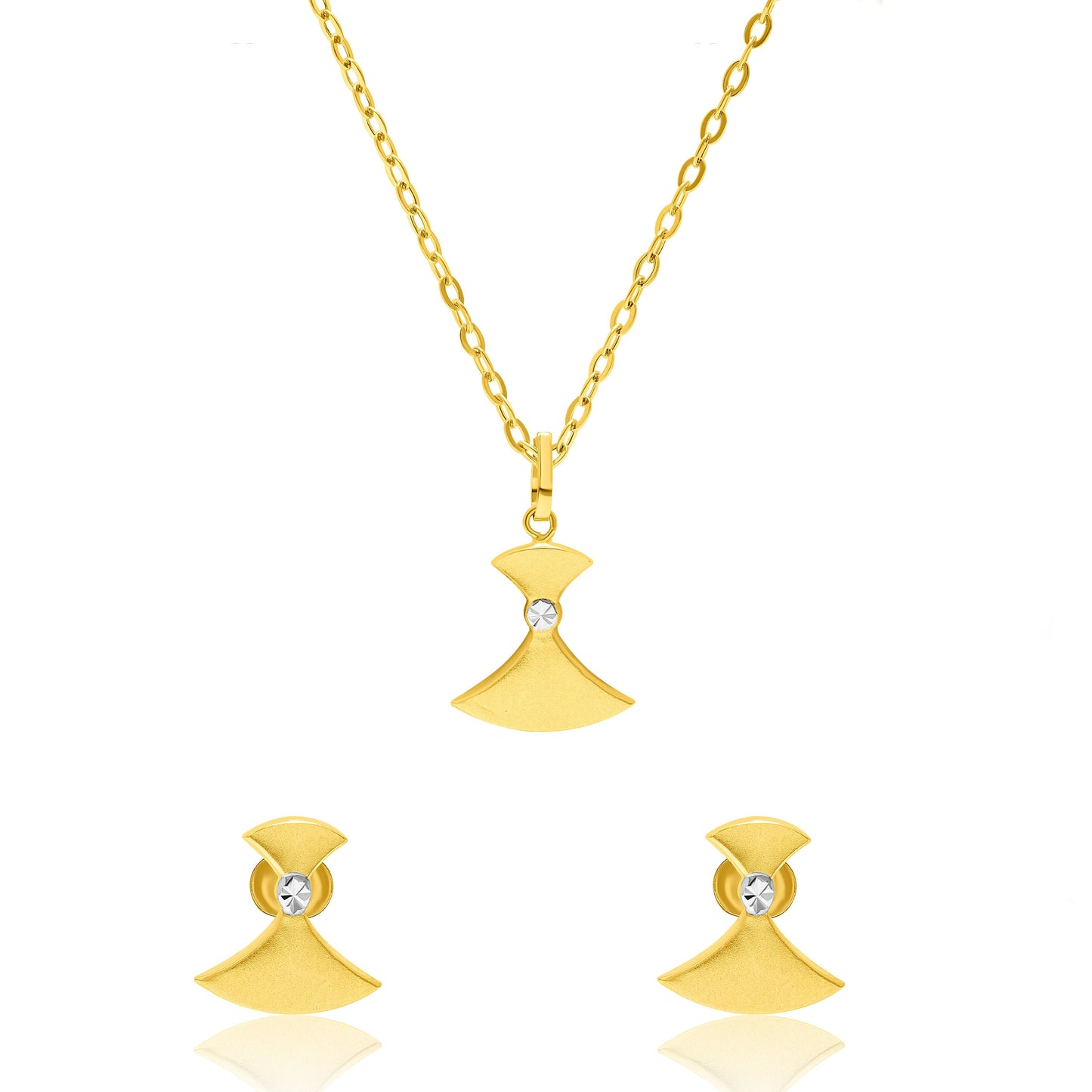 18K Pure Gold Screw Stone Jewelry Set