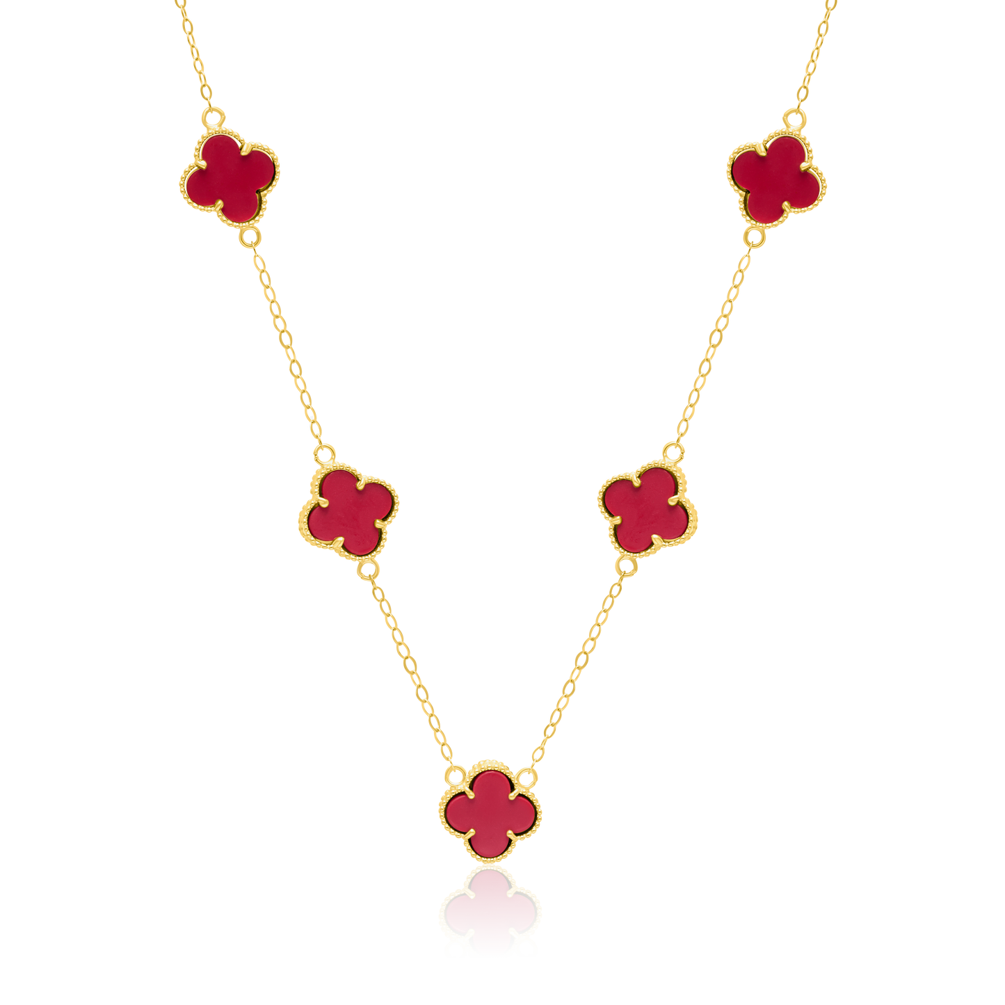 18K Pure Gold V.C Red Necklace