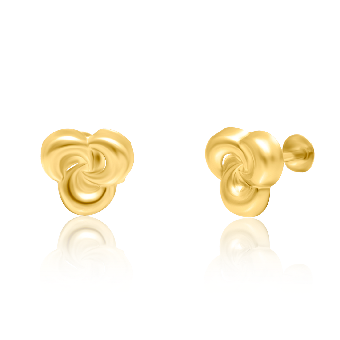 18K Pure Gold Flower Screw Earring Set