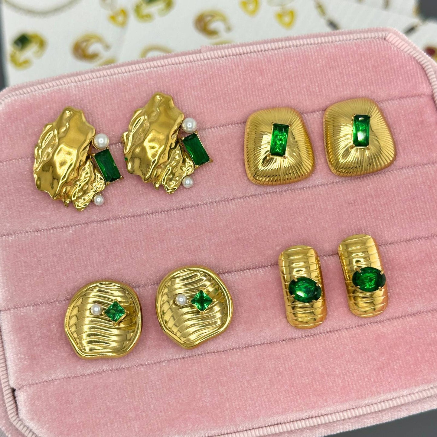 Earrings, 18K Gold Plated Brass