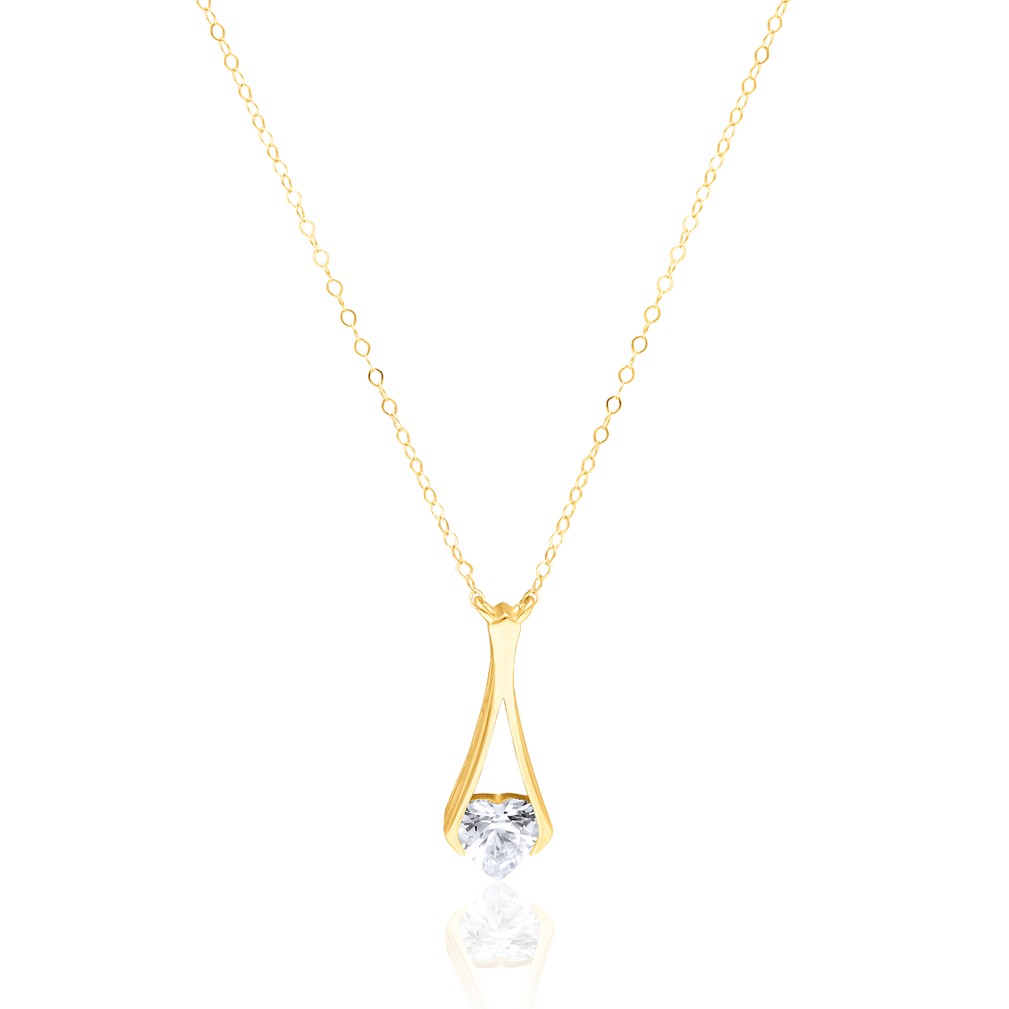 18K Pure Gold Drop Stone Necklace